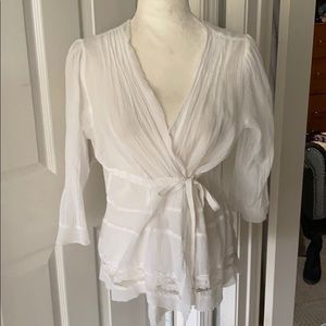 White Cotton Cross Tie Top